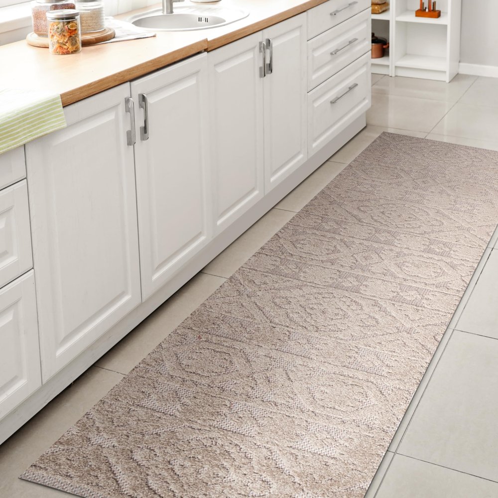 JONATHAN Y Mediterranean Tile Indoor Outdoor Runner Rug 2X8 Beige, Citta High-Low Pile for Backyard, Patio, Porch, Easy-Cleaning, High Traffic, Pet-Friendly, Non-Shedding (SBH102A-28)