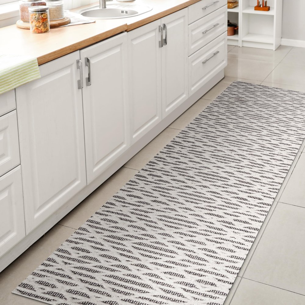 JONATHAN Y Moroccan Diamond Indoor Outdoor Runner Rug 2X8 Black/Ivory, Ararat High-Low Pile Modern for Backyard, Patio, Porch, Easy-Cleaning, High Traffic, Pet-Friendly, Non-Shedding (SBH105B-28)