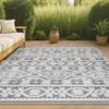 JONATHAN Y Mediterranean Tile Indoor Outdoor Area Rug 4X6 White/Black, Citta High-Low Pile for Backyard, Patio, Porch, Easy-Cleaning, High Traffic, Pet-Friendly, Non-Shedding (SBH102B-4) view 1