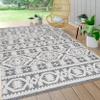 JONATHAN Y Mediterranean Tile Indoor Outdoor Area Rug 4X6 White/Black, Citta High-Low Pile for Backyard, Patio, Porch, Easy-Cleaning, High Traffic, Pet-Friendly, Non-Shedding (SBH102B-4) view 3
