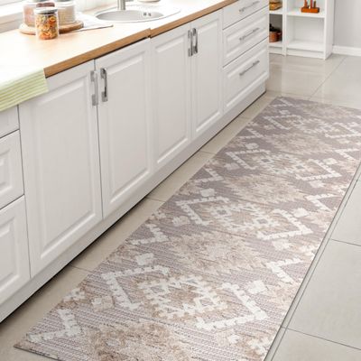 JONATHAN Y Neutral Diamond Kilim Indoor Outdoor Runner Rug 2X10 Beige/Gray, Sumak High-Low Pile for Backyard, Patio, Porch, Easy-Cleaning, High Traffic, Pet-Friendly, Non-Shedding (SBH107A-210)