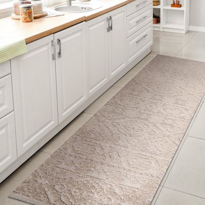 JONATHAN Y Mediterranean Tile Indoor Outdoor Runner Rug 2X10 Beige, Citta High-Low Pile for Backyard, Patio, Porch, Easy-Cleaning, High Traffic, Pet-Friendly, Non-Shedding (SBH102A-210)