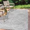 JONATHAN Y Art Deco Geometric Indoor Outdoor Area Rug 4X6 White/Black, Jordan High-Low Pile for Backyard, Patio, Porch, Easy-Cleaning, High Traffic, Pet-Friendly, Non-Shedding (SBH103A-4) view 3