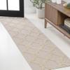 JONATHAN Y Ogee Trellis Tone-on-Tone Indoor Outdoor Runner Rug 2X10 Beige/Gray, Duwun High-Low Pile for Backyard, Patio, Porch, Easy-Cleaning, High Traffic, Pet-Friendly, Non-Shedding SBH108A-210 view 3