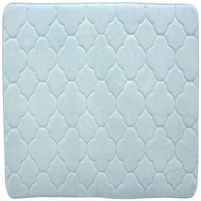 21 x 34 in. Embroidered Memory Foam Bath Mat - Sterling Blue