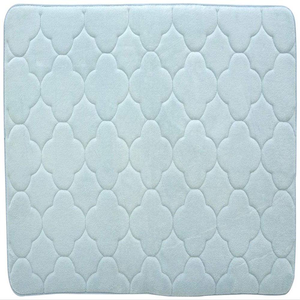 21 x 34 in. Embroidered Memory Foam Bath Mat - Sterling Blue
