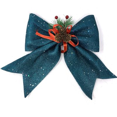 allgala Christmas Decorative Bows for Wreath Garland Treetopper Christmas Tree (14" Jumbo Dark Green 2-PK)-XBW93066