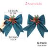 allgala Christmas Decorative Bows for Wreath Garland Treetopper Christmas Tree (14" Jumbo Dark Green 2-PK)-XBW93066 view 2