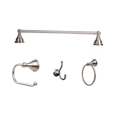 Arista Summit Collection 4-Piece Bathroom Hardware Kit in Satin Nickel with Euro TP Holder