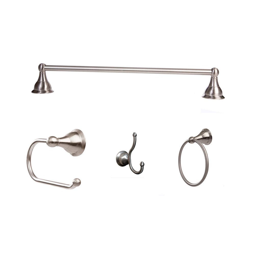 Arista Summit Collection 4-Piece Bathroom Hardware Kit in Satin Nickel with Euro TP Holder