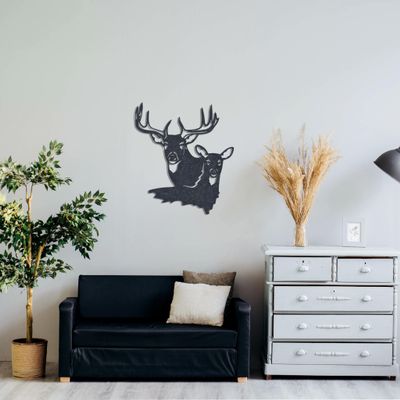 Badger Steel USA - Buck and Doe Monogram - Metal Wall Art - 21.2" X 24" - Black
