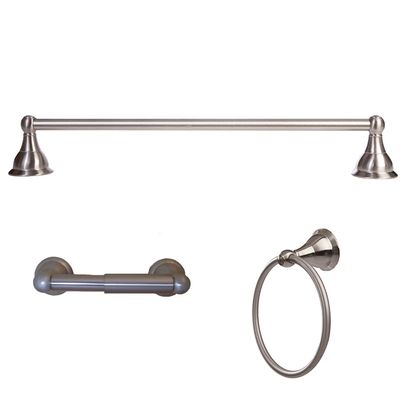 Arista Summit Collection 3-Piece Bathroom Hardware Kit in Satin Nickel with Dual TP Holder