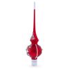 Golden Flowers and Silver Swirls on Red Glass Christmas Tree Topper 11 Inches view 2