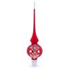 Golden Flowers and Silver Swirls on Red Glass Christmas Tree Topper 11 Inches view 3