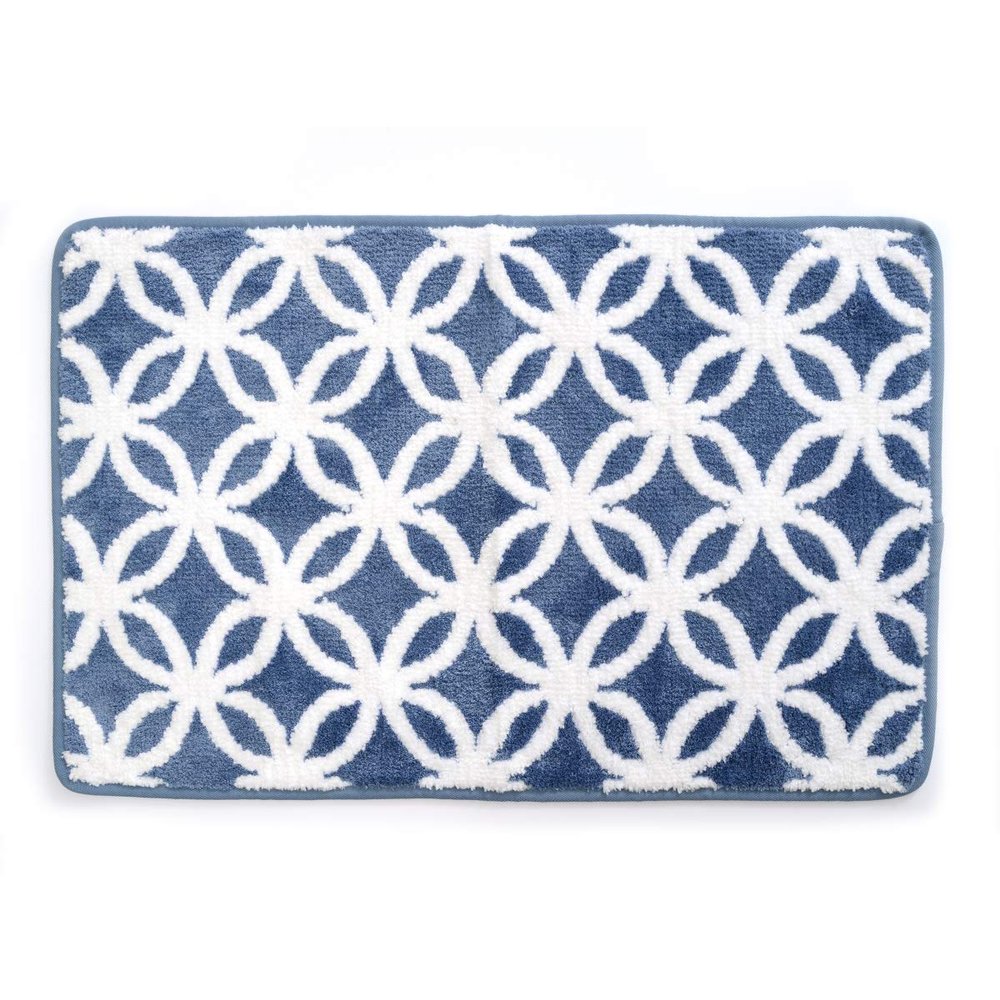 20 x 39 in. Ultra Plush Opus Knitted Cut Pile Polyester Bath Mat - Blue