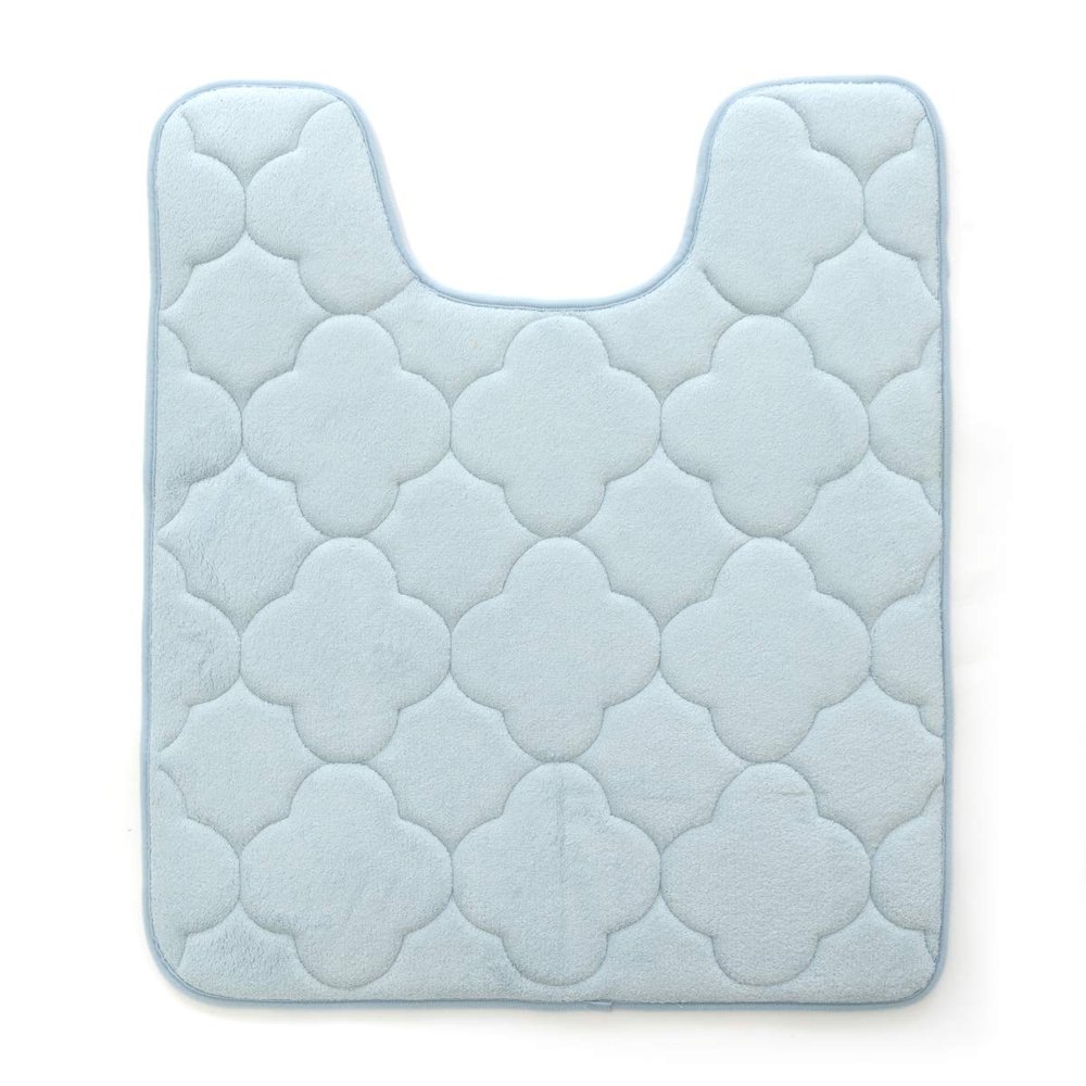 21 x 24 in. Embroidered Memory Foam Contoured Bath Mat - Sterling Blue