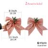 allgala Christmas Decorative Bows for Wreath Garland Treetopper Christmas Tree (11" LG Pink 2-PK)-XBW93079 view 2