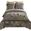 Donna Sharp Full/Queen Chimera Bear Bedding Set - 3 Piece - Ivory, Taupe, Slate Blue, Autumn Gold, Walnut, Olive and Mahogany Quilt 90" x 90" and 2 Standard Pillow Shams 20"x26" view 2