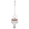 Pink Roses on Silver Swirls and Clear Glass Christmas Tree Topper 11 Inches view 1