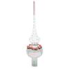 Pink Roses on Silver Swirls and Clear Glass Christmas Tree Topper 11 Inches view 2