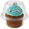 Stock Your Home Individual Plastic Cupcake Containers Disposable with Connected Airtight Dome Lid (100 Count) Clear Single Cupcake Container, BPA Free view 1