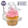 Stock Your Home Individual Plastic Cupcake Containers Disposable with Connected Airtight Dome Lid (100 Count) Clear Single Cupcake Container, BPA Free view 2