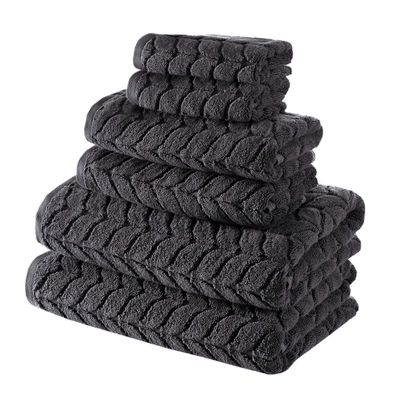 BAGNO MILANO Turkish Bath Towels, Soft Plush Jacquard Luxury Bath Towels, Quick Dry Towel Set (Charcoal, 6 pcs Towel Set)