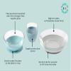 BEABA 3-Piece Glass Meal Set with Suction Pad, Toddler Plate and Baby Bowls with Suction, Non Slip Kids Dinnerware Set, 2.5x Stronger than Regular Glass, (Rain) view 2