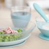 BEABA 3-Piece Glass Meal Set with Suction Pad, Toddler Plate and Baby Bowls with Suction, Non Slip Kids Dinnerware Set, 2.5x Stronger than Regular Glass, (Rain) view 4