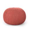 Nahunta Knitted Round Pouf - Cotton - Coral view 1