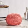 Nahunta Knitted Round Pouf - Cotton - Coral view 2