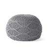 Christopher Knight Home Morven Knitted Round Pouf - Cotton - Gray view 1