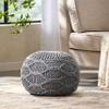 Christopher Knight Home Morven Knitted Round Pouf - Cotton - Gray view 2