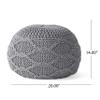 Christopher Knight Home Morven Knitted Round Pouf - Cotton - Gray view 3