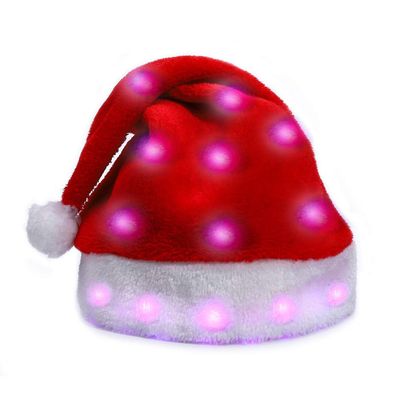 Best to Buy 2pcs Santa Hats Cap LED hat with 7 Colors Luminous Glowing Unisex-Adult's Santa Hat USB Charging Light up caps Even Party led Christmas Cap for Event Holiday Red