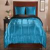 Amuze Bedding Luxurious Super Soft & Silky Satin Warm(3 PCs Comforter and 2 Pillow Shams Set,Turquoise Blue, King/Cal King) Premium Quality 500 GSM view 1