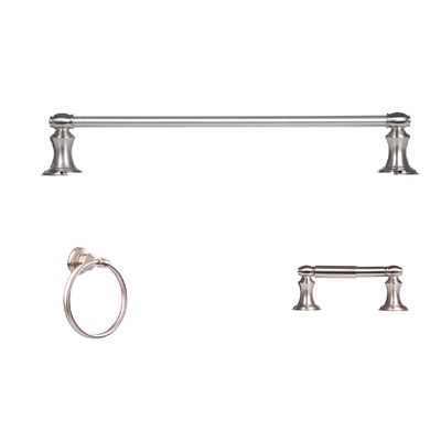 Arista Highlander Collection 3-Piece Bathroom Hardware Kit in Satin Nickel