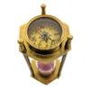 Brass Sand Timer with Dual Side Direction Compass 3-4 Minute Sand Clock, with Leather Box, Old time Sand Clock for Office/Home/Kitchen Decorative Item Gift for Everyone view 3