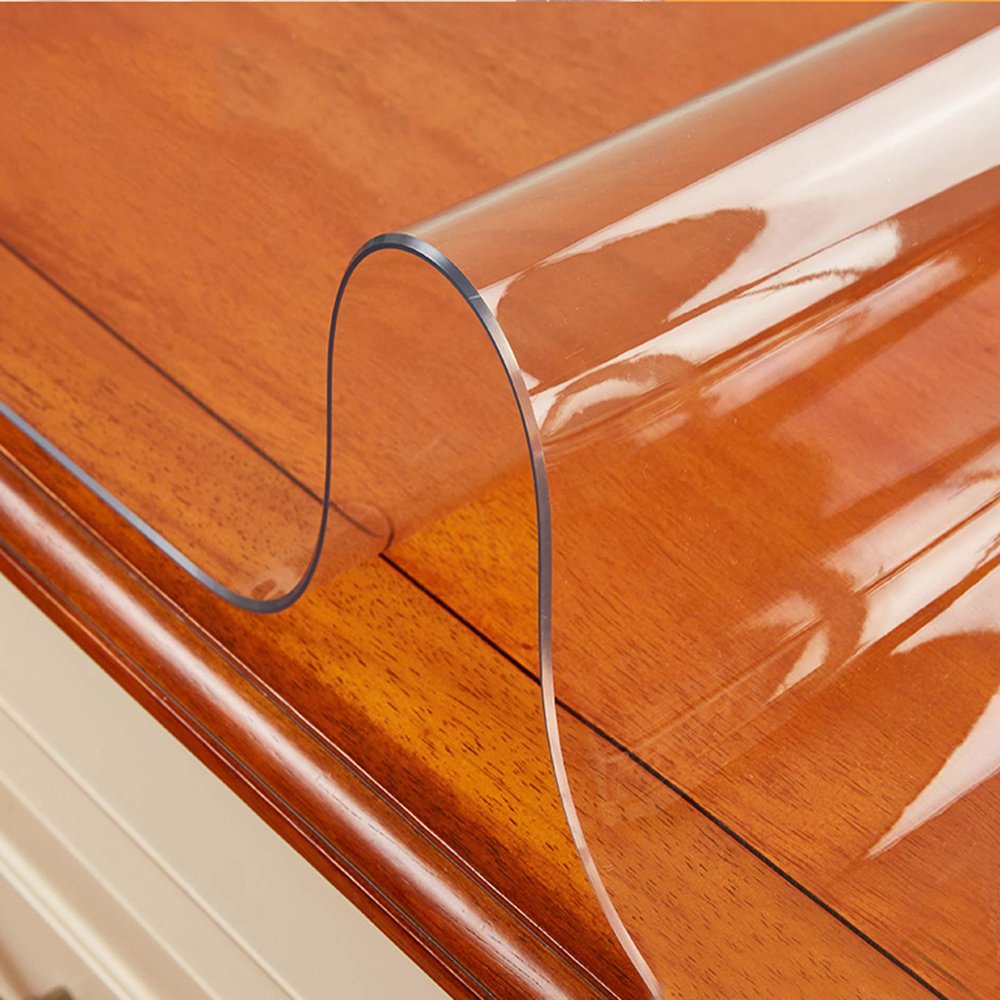 KDDEON PVC Soft Glass Table Cover Protector,68 Edging Transparent Tablecloth Protector,Clear Plastic Crystal Plate,Waterproof/Oilproof/Anti-Scald Coffee Table Mat (80x180cm/31x71in)