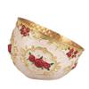 European Style Mini Trash Can Metal Cute Desktop Trash Can Tiny Waste Basket Small Garbage Bin Countertop Trash Bin for Home, Kitchen, Bedroom & Living Room (Gold White-Rose) view 1