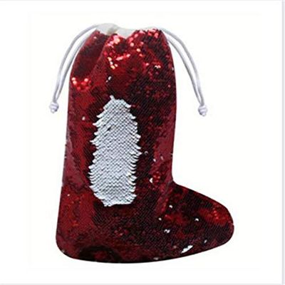 Christmas Stockings Sequins Xmas Socks Gifts Bags Decorative Tree Pendants New Xmas Boots Shaped Candy Storage Bags for Holiday Party DUO ER (Color : Red)