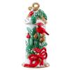 Blue Sky Ceramics Holly Berry Cardinal Bird Candle House Candle Holder view 1