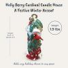 Blue Sky Ceramics Holly Berry Cardinal Bird Candle House Candle Holder view 3