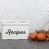 AuldHome Design Rustic White Recipe Box; Enamel Farmhouse Recipe Holder and Organizer for 4 x 6 Inch Recipe Cards view 2