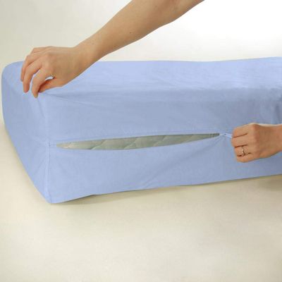 Bedding Castle Luxurious 100% Egyptian Cotton Mattress Cover, 800 Thread Counts 10 Inch Deep Pocket King Size, Light Blue Zipper Around The Mattress