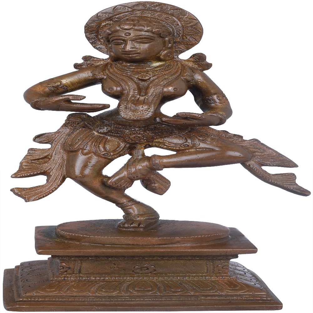 A Classical Indian Dancer - Brass Statue - Color Alluring Antique Chola Color