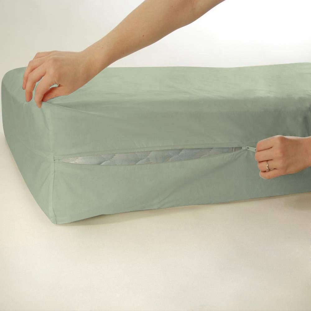 Bedding Castle Luxurious 100% Egyptian Cotton Mattress Cover, 800 Thread Counts 10 Inch Deep Pocket Queen Size, Sage Zipper Around The Mattress