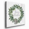 Renditions Gallery Merry Christmas Wreath Wall Art, Cute Winter Artwork, Festive Faux Wood Background, Bow, Premium Gallery Wrapped Canvas Decor, Ready to Hang, 24 in H x 24 in W, Made in America view 2