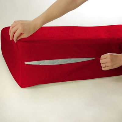 Bedding Castle Luxurious 100% Egyptian Cotton Mattress Cover, 800 Thread Counts 10 Inch Deep Pocket Queen Size, Blood Red Zipper Around The Mattress