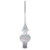 Pink Roses and Pearls on Silver Glass Christmas Tree Topper 11 Inches view 1